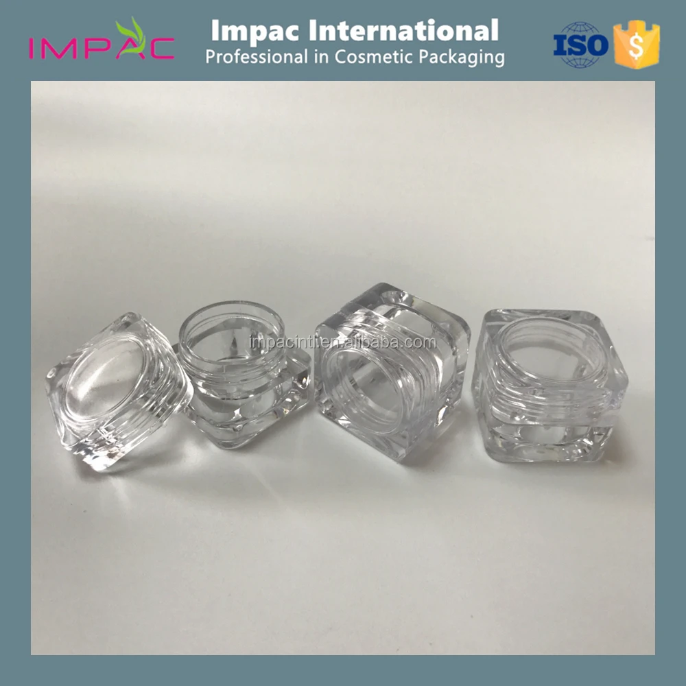 Small 5g crystal clear plastic square lip balm containers