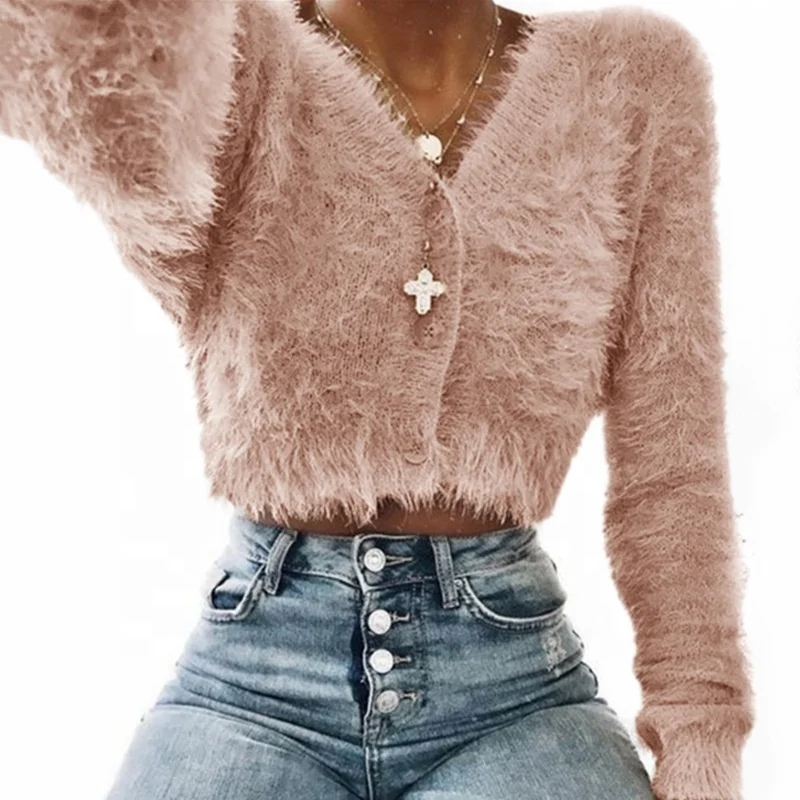 Casual Jacket Tops Long Sleeve Overcoat Pullover Knit Teddy Fur Coat