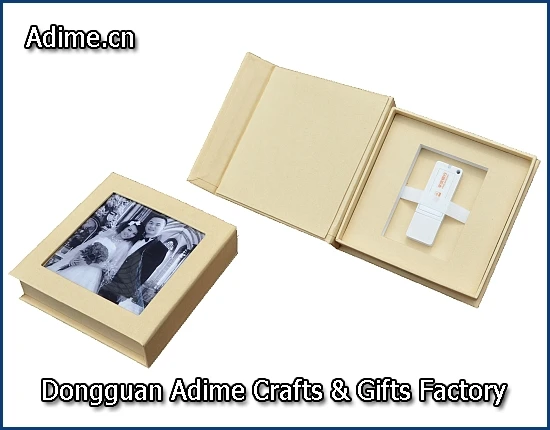 factory custom fabric linen special paper USB Flash drive presentation gift box