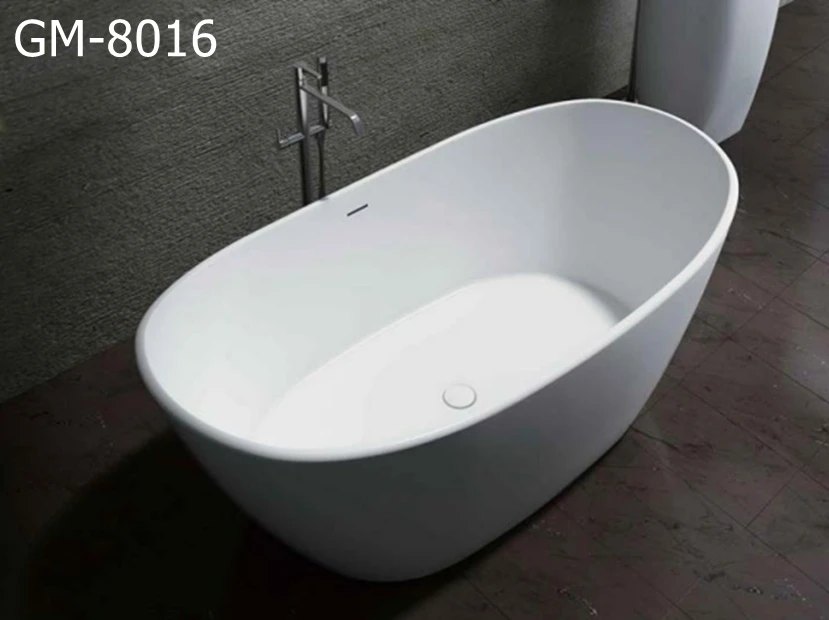 Luxury brand  badewanne freistehend solid surface artificial stone white oval freestanding bathtub