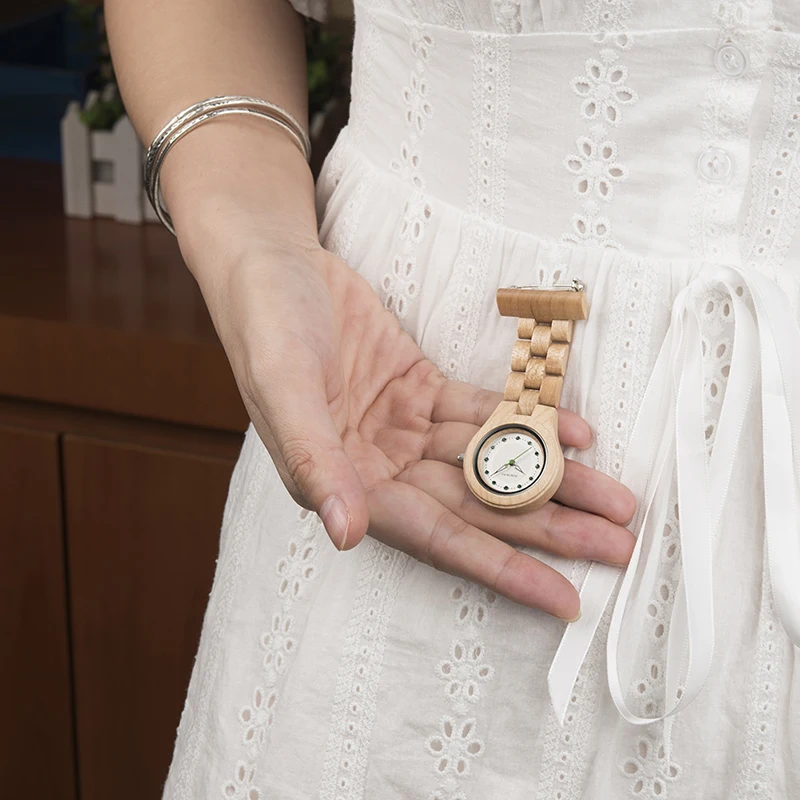 Antique Diamond Nurse Wristwatch Wooden Pocket Watch with wood strain