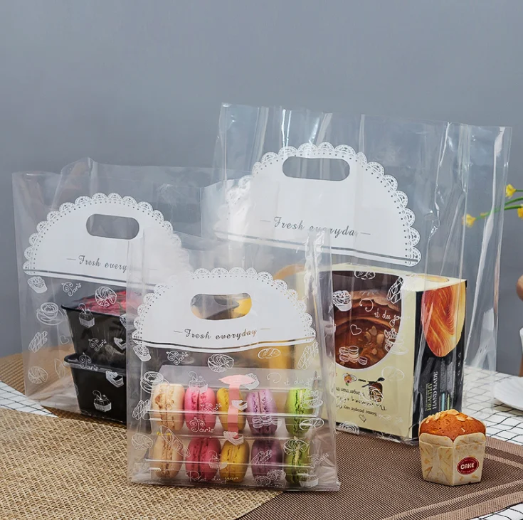 Custom printed plastic clear backery bread  cake candy muffin dessert bags transparent plastic bags