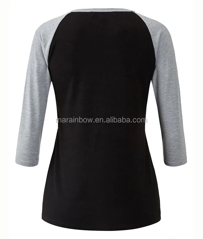 Лидер продаж, Женская Повседневная футболка с рукавом 3/4, бейсбольная Футболка реглан, Джерси, футболка контрастных цветов