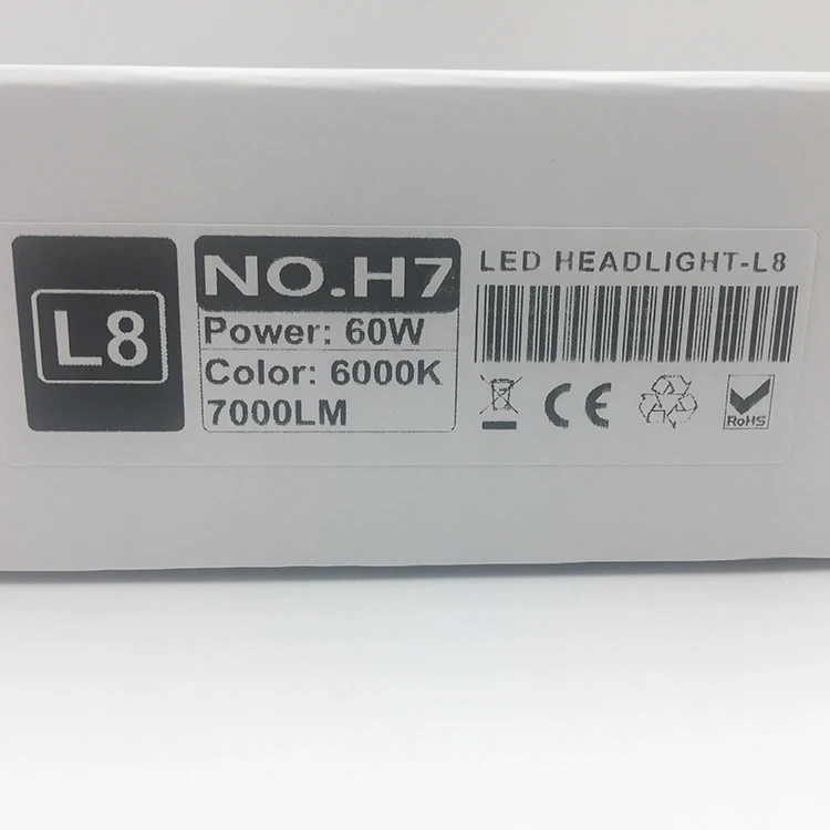 Car accessories h7 xhp70 car led headlights 60w for auto cars L8 h7