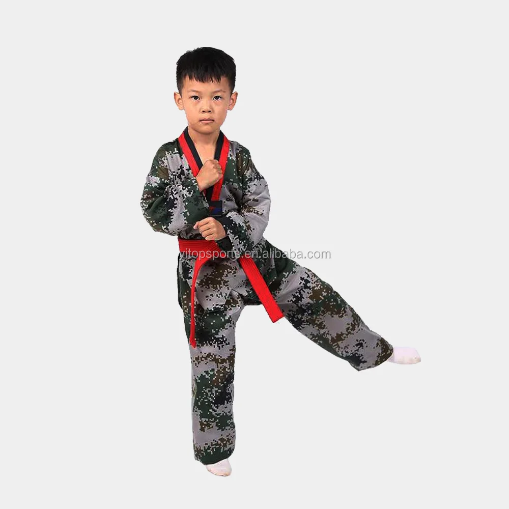 cotton martial arts supplies short sleeve wtf taekwondo suits Camouflage clothing taekwondo uniform