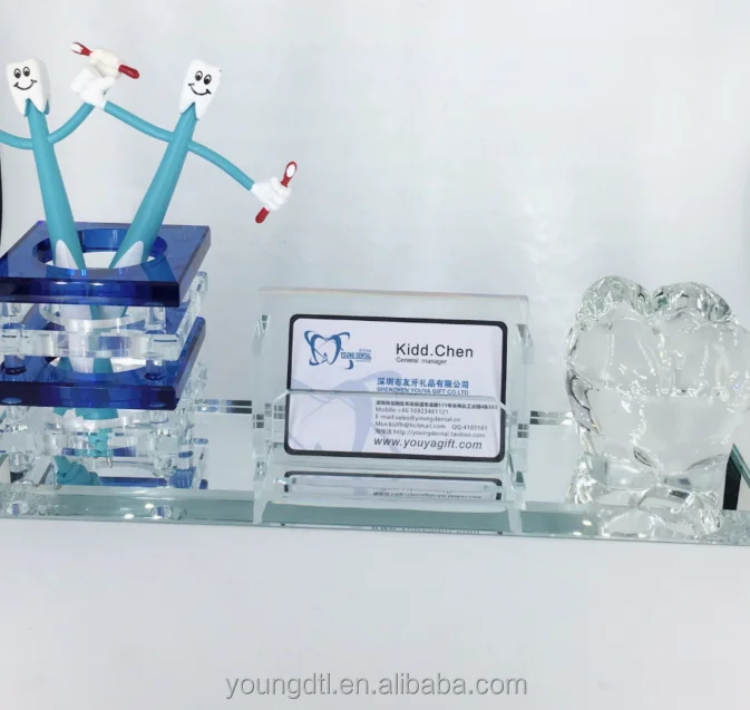 High Quality Crystal Pen Holder & Business Card Holder For Desk