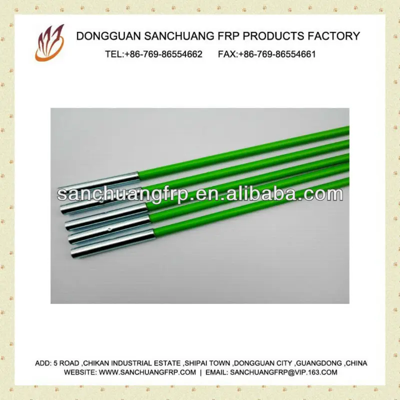 
Light Green Fiberglass Poles with metal connectors FRP Pultruded Products/FRP Tent Poles/Fiberglass Golf Sticks 