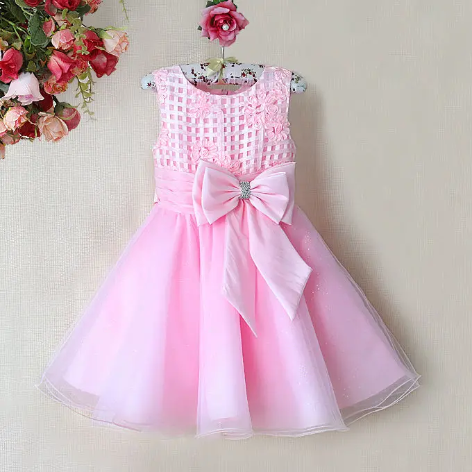 Новые кружевные модные светло-розовые детские платья для девочек