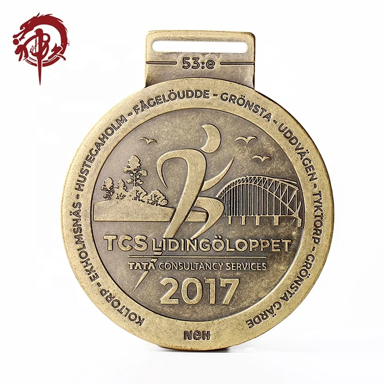 Cheap Custom Antique Bronze Sports Marathon Finisher Running Medals with Event Date