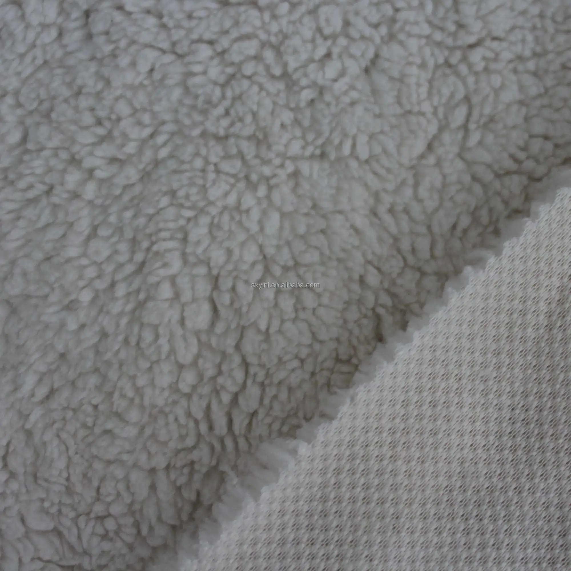 100%polyester sherpa 230gsm white knitted fabric for denim jacket lining