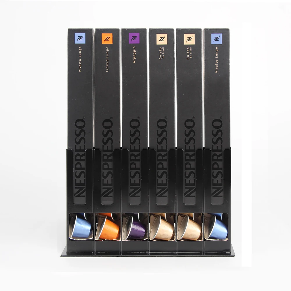 Hot selling 6boxes 60pcs Black color  Nespresso coffee pod storage holder coffee capsule standing holder