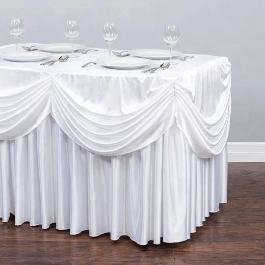 Drape Chiffon Tablecloth Pleated table cloth Skirt White