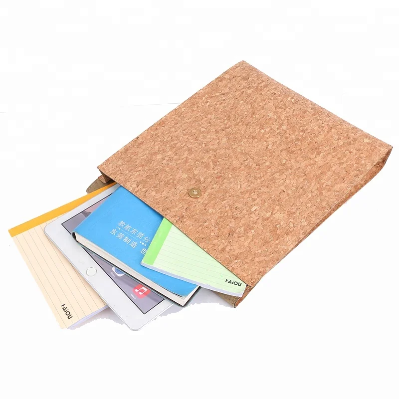 Factory custom cork file bag/natural color cork paper document bag/vegan cork document holder
