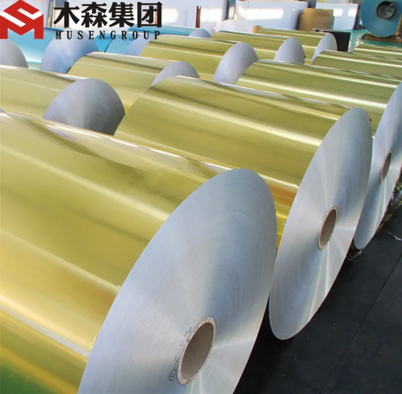 1100/8011 H22 golden color hydrophilic coated aluminum Foil roll for evaporator condenser fins