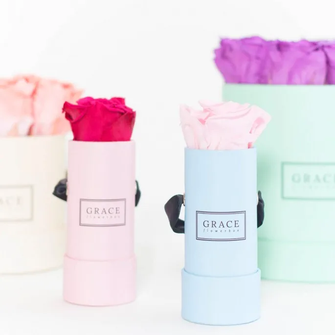 Nice Light Pink Circle Flower Box For One Rose Packing Small Size Tube Gift Boxes