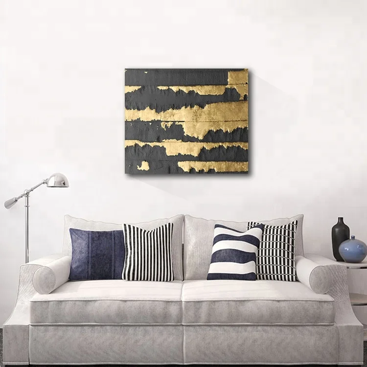 Abstract art picture on canvas with gold foil for wholesale