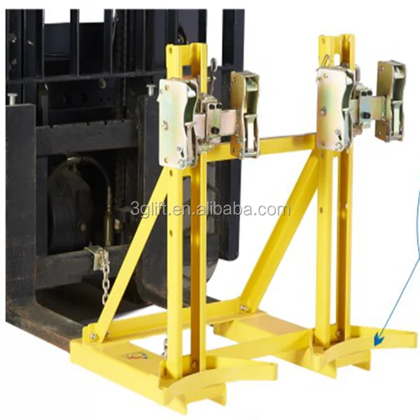 Foshan factory price 700kg capacity forklift attachment drums clamp,manufacturer forklift drum with mounted clamp attachment