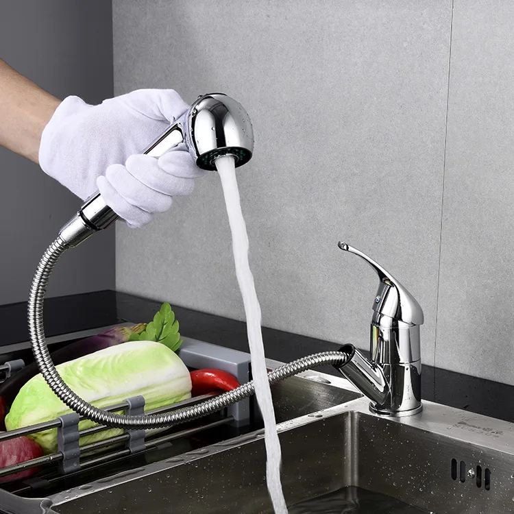 Low Price Classic Pull-Out Flexible Kitchen Sink Brass Faucet
