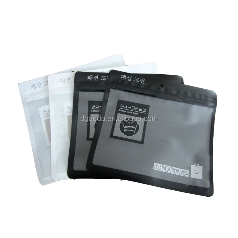 
custom printed matte finish laminated material aluminum foil zip lock underwear bag with zipper and window 