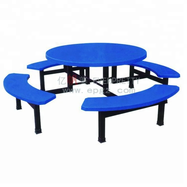 School Heavy-Duty Dining Table and Chairs, Steel Dining Round Table and Chair Set, 8-seater Restaurant Dining Tables and Chairs