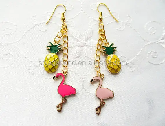 29mm*15mm Animal Flamingo Bird Pendant Charms Gold Color Plated Oil Drop Enamel DIY Jewelry Findings Bracelet Charm