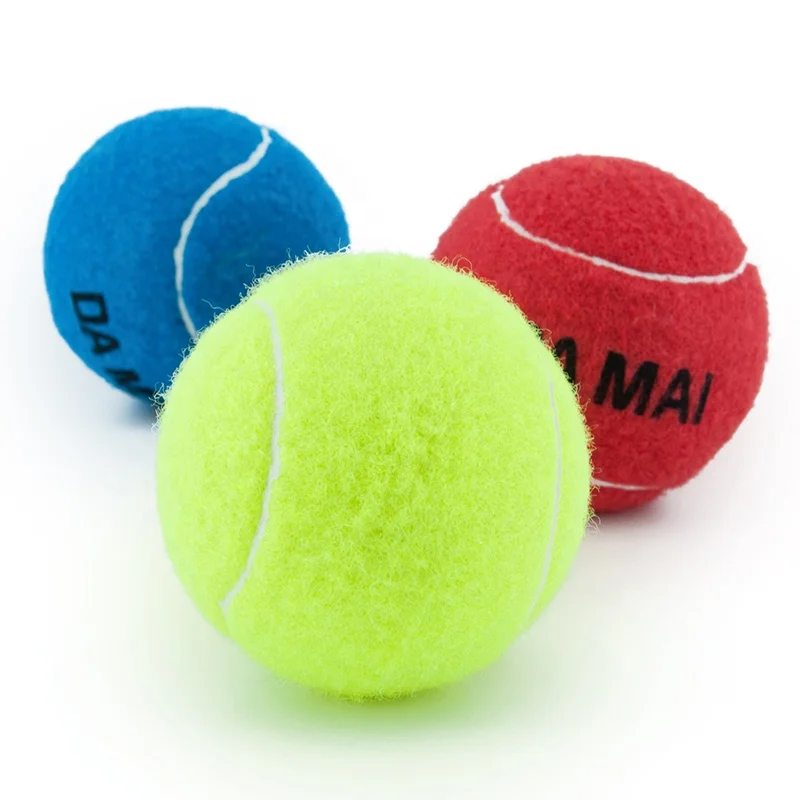 3 inch red yellow blue color pet tennis ball toy