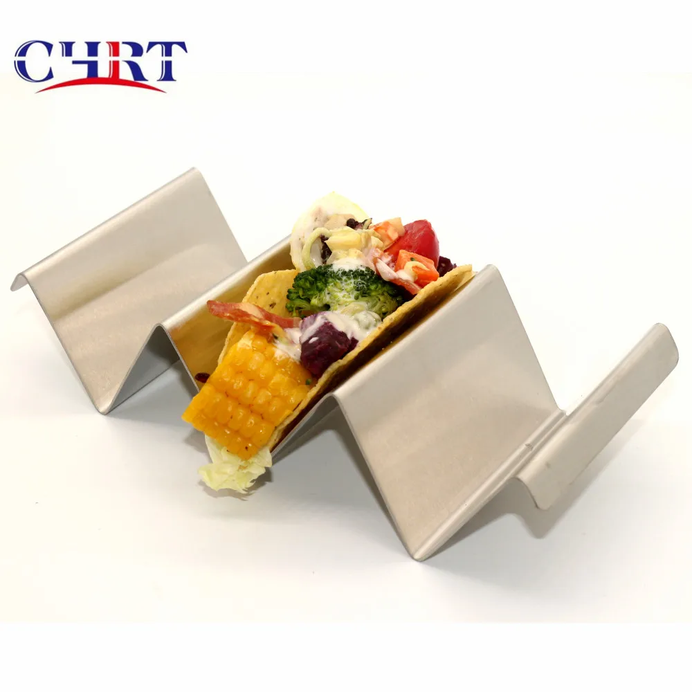 CHRT 3 Wave Stainless Steel Taco Holder For Oven & Microwave Bake Safe Stainless Steel Taco Stand Rack Tray Style