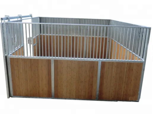 Luxury Bamboo Horse Stall With Rolling Feeder Board Sliding Door