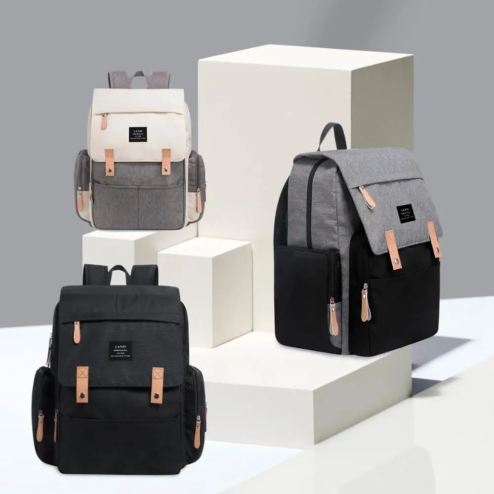 Luxury design waterproof mummy mother maternity baby care nappy changing diaper bag backpack Land diaper bag