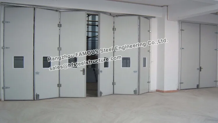 sectional folding door used in steel garage and workshop