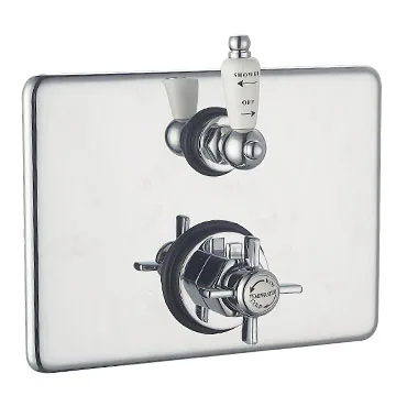 Traditional Bathroom Luxury Concentric Thermostatic Shower Mixer Valve Concealed/Exposed with Square Backplate