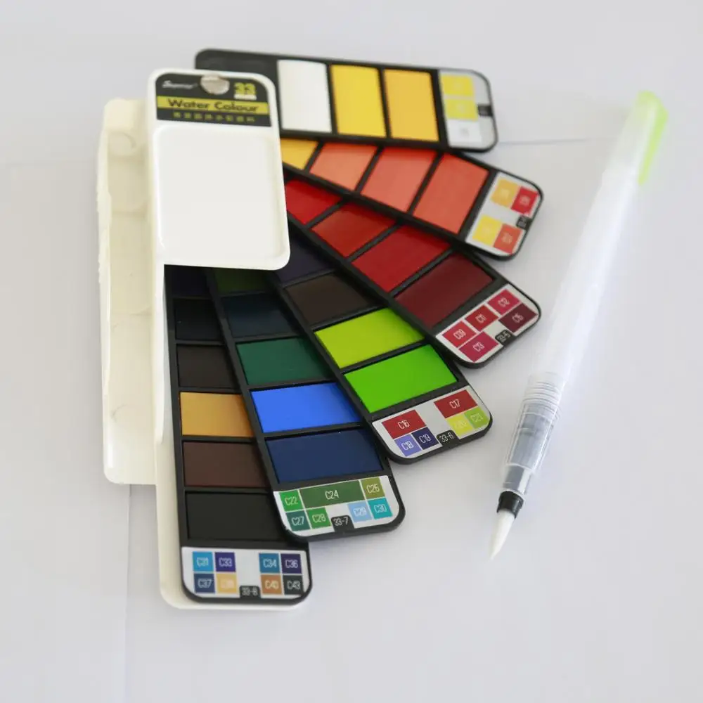 Superior New Product Solid Water Color Paint Set Fan Shaped 42 Colors Paint Sat For Drawing Art