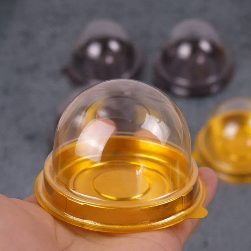Новинка прозрачная золотистая черная пластиковая коробка для торта упаковка круглая яичная желтка хрустящая