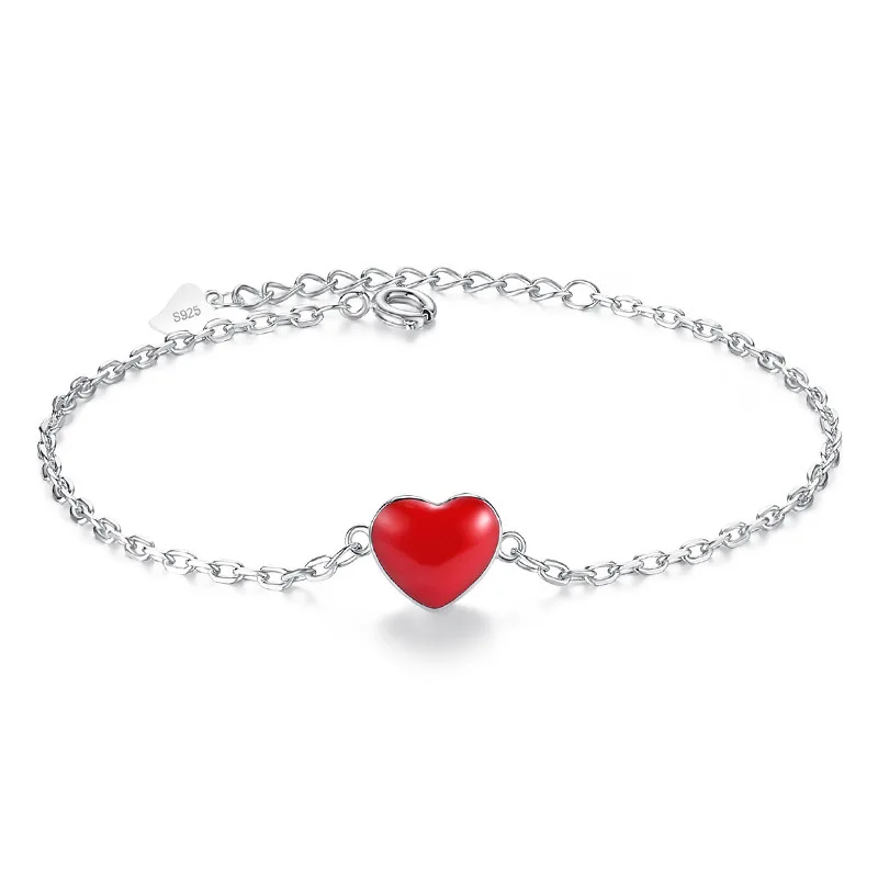 925 Silver red heart love bracelets