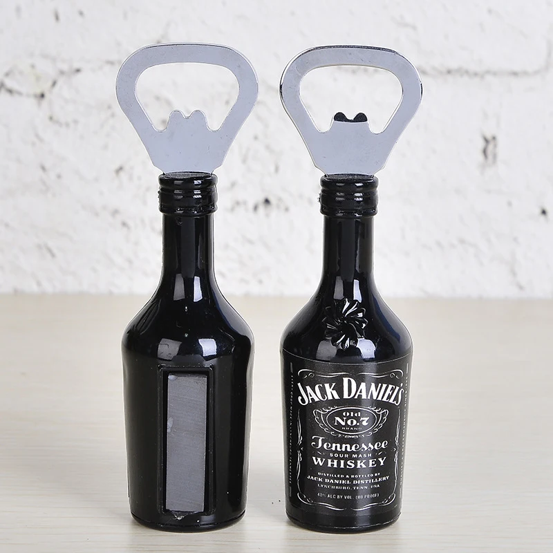 Mock up Jack Daniel Whiskey shape bottle opener with magnet for novelty fun gift