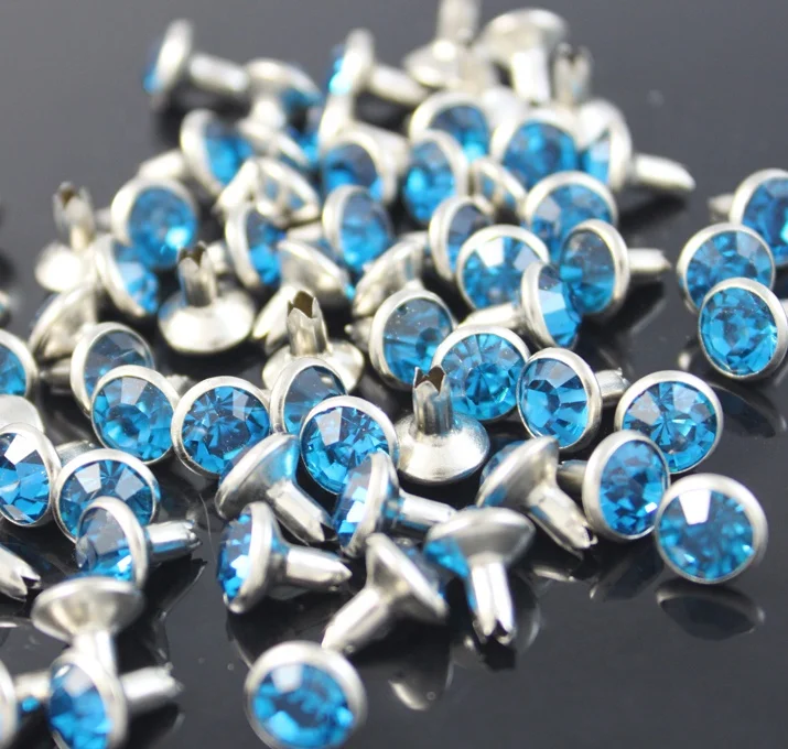 
8mm sapphire open-end rhinestones crystal rivets for leather 