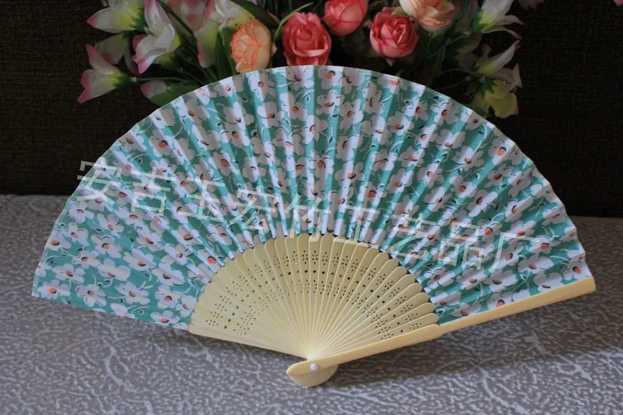 Beautiful fabric bamboo fan for ladies