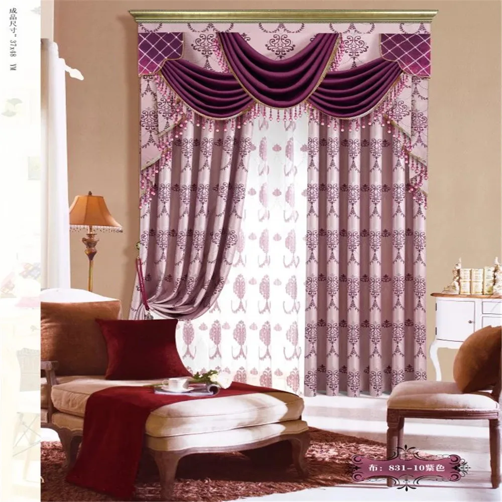 Quite Popular Modern Glitter Sequin Blackout Fabric Curtains with Designer Curtain Rods