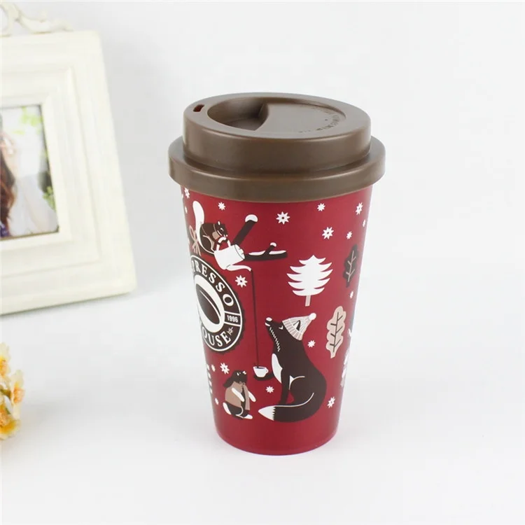 Plastic Coffee To Go Mugs  With Full Color Print All Over