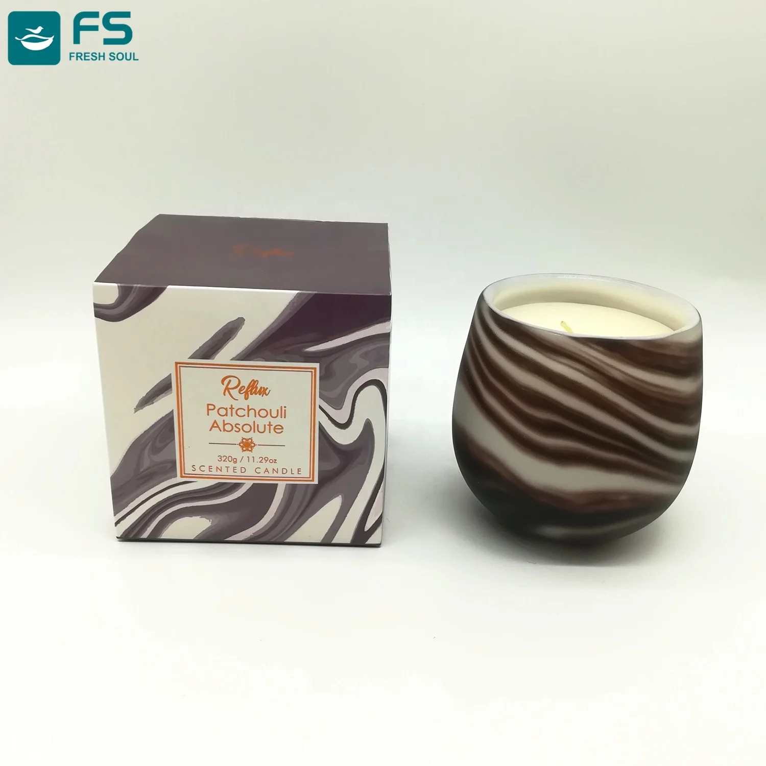 hand made Flow stripes Glass Vessels soy scented wax candle