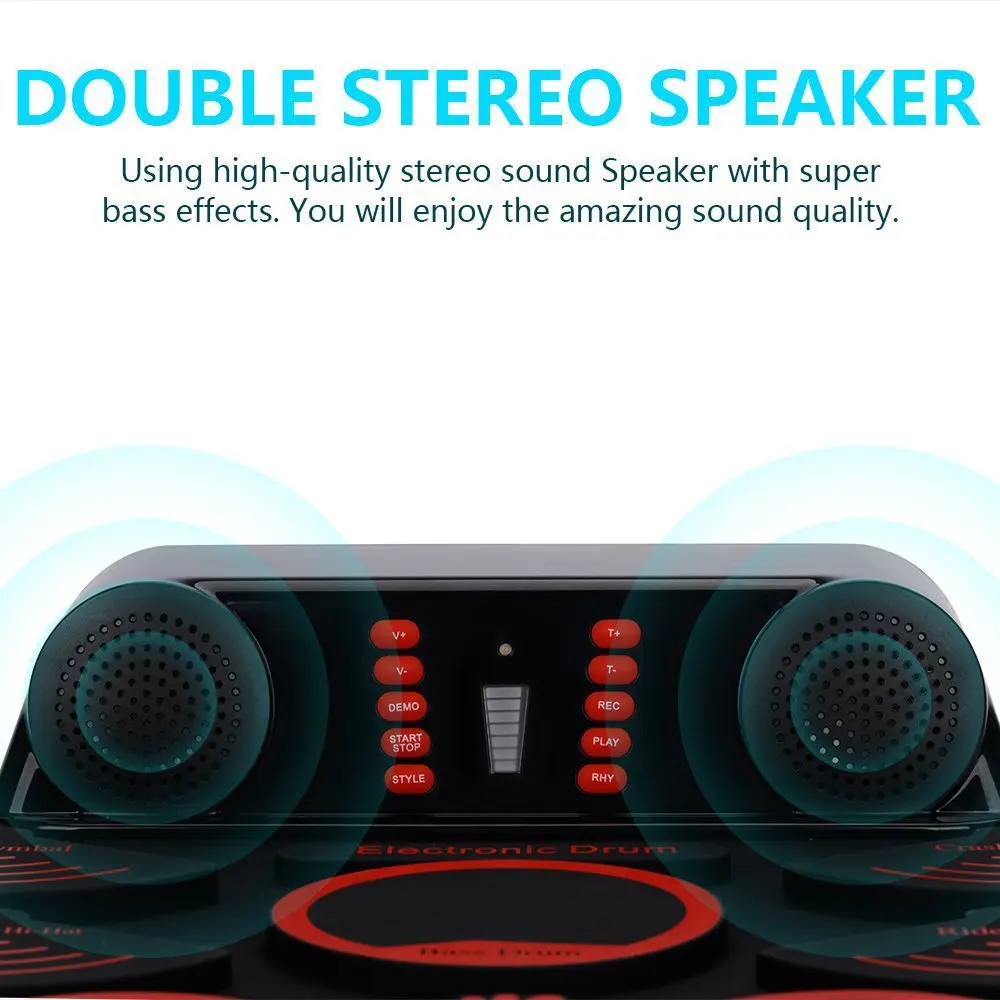 Educational 9 pads portable electronic stereo digital silicon roll up drum set