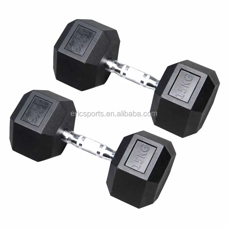 15kg Rubber Coated Hex Dumbbell