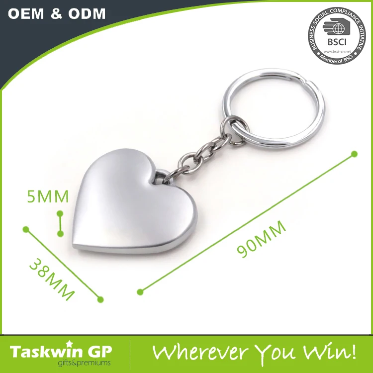 New Design Personalized Heart Shaped Metal Key Chain Keyring Blank Love Keychain