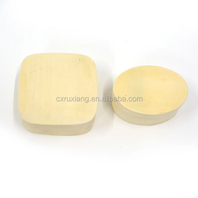 Square shape wooden round cheese gift storage organizer box with cover