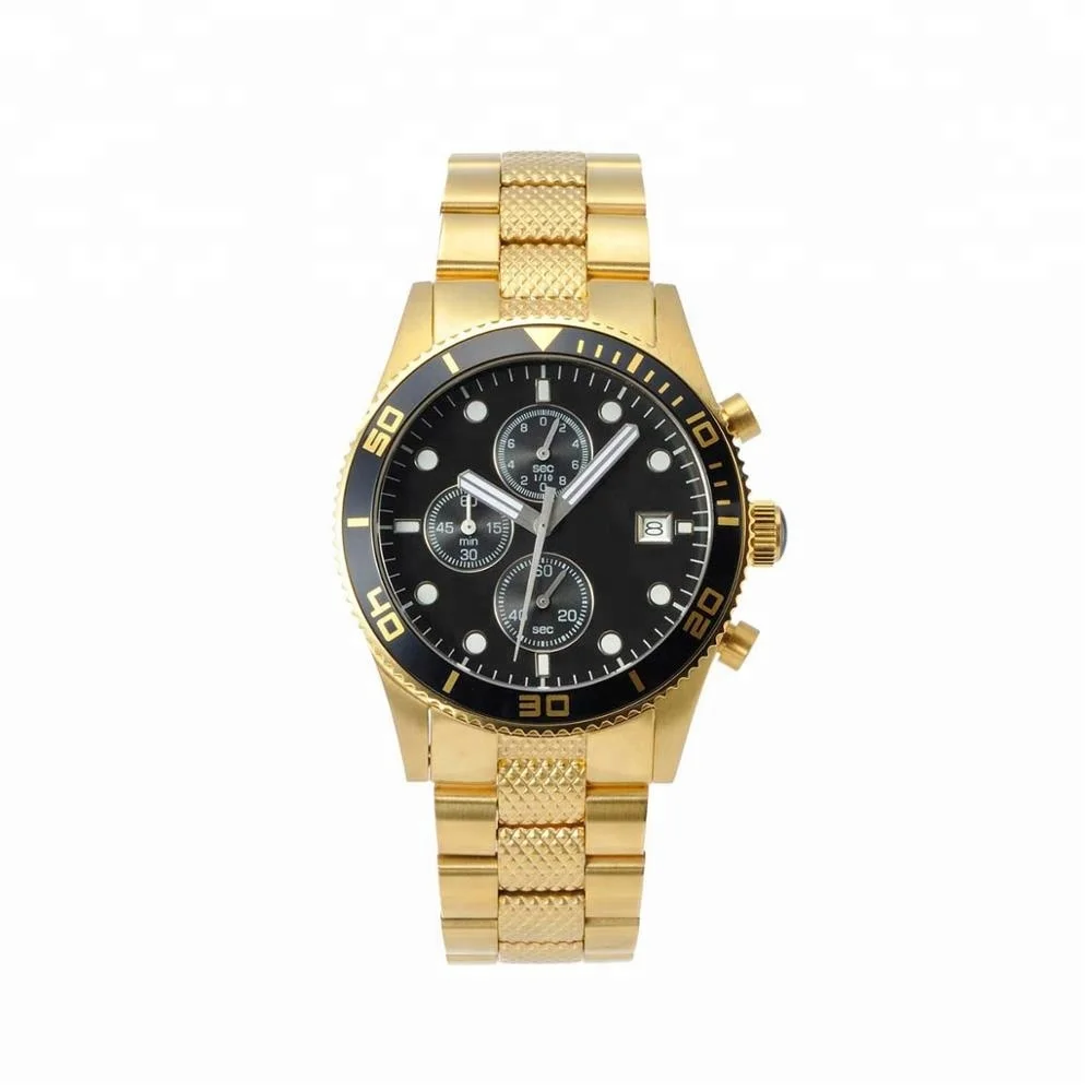 Classic Mens stainless steel watch gold watch  chronograph watches