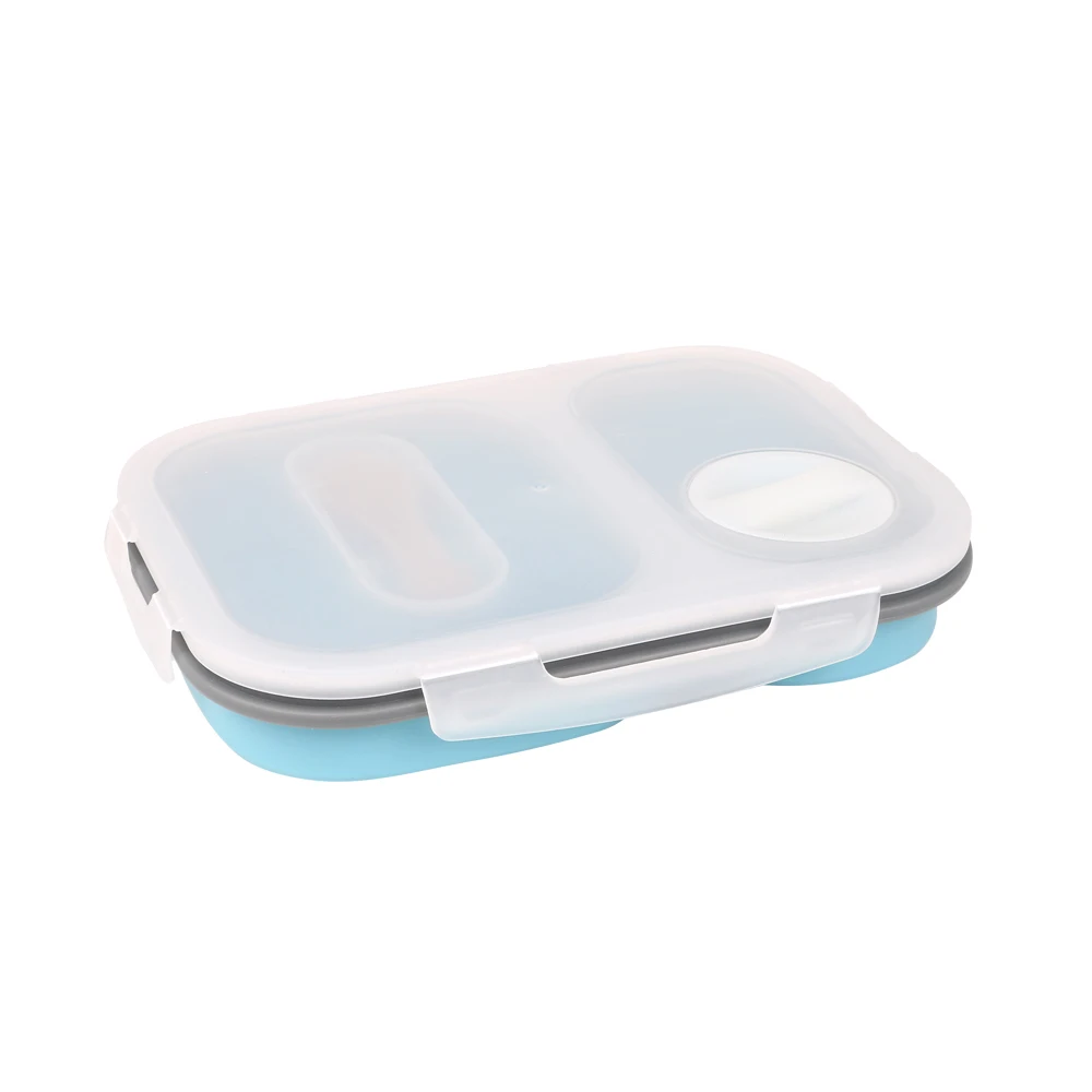 Collapsible lunch box food storage container microwavable portable picnic camping rectangle food box