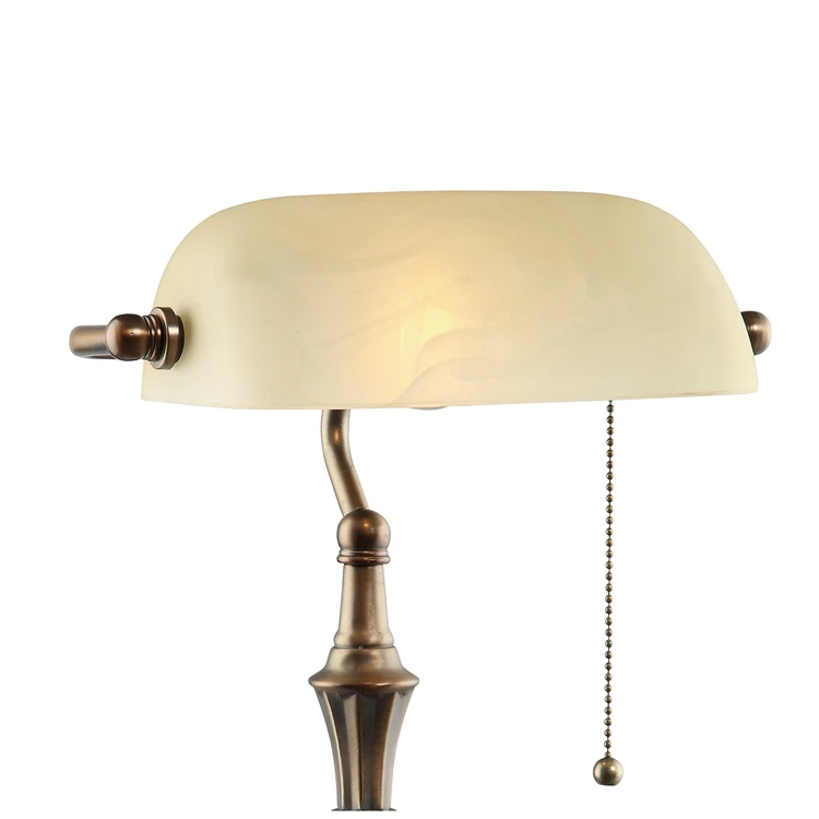 office home bedroom bedside classic vintage glass shade antique bronze metal desk bankers lamps