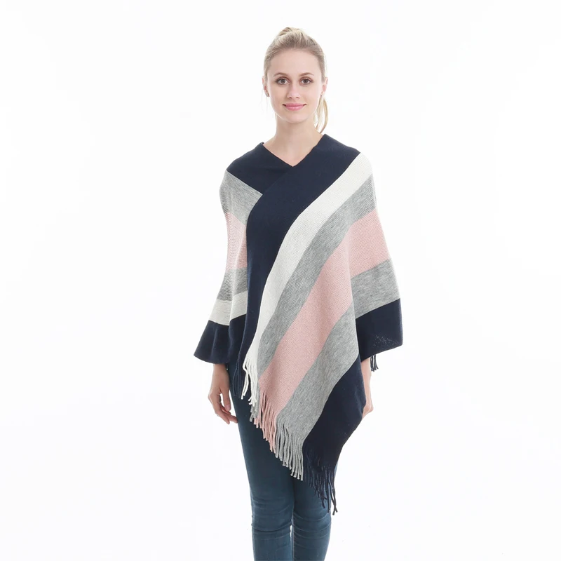 Wholesale acrylic poncho winter lady shawl scarf