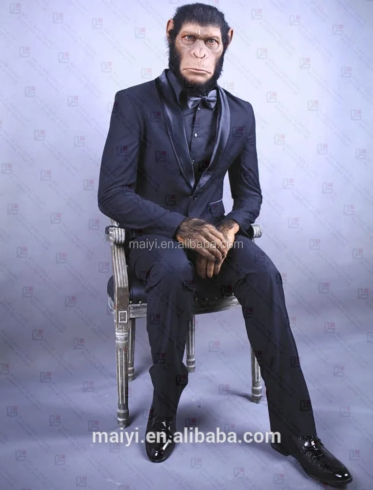 Realistic wax waxwork or silicone sculpture of lovely smart monkey Gorilla Caesar for sale