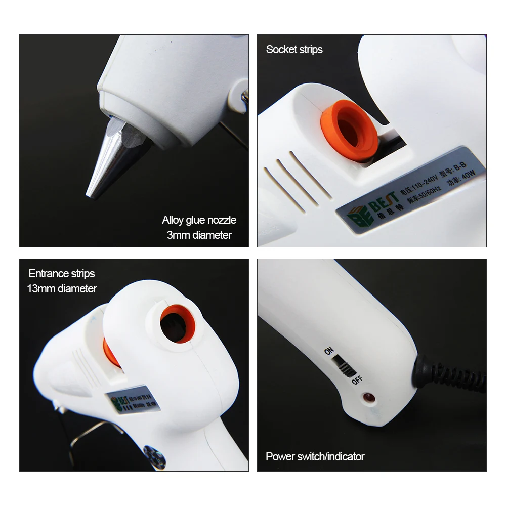 EU Use 7mm Glue Sticks Optional Base High Temp Heater Melt a Hot Glue Gun 20W 40W Repair Tool Heat Gun